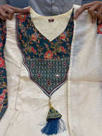 Cream Ethnic Wear Kurti Set with Dupatta | Unity Designer