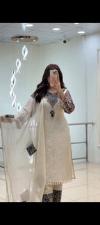 Designer Cream Kurti Set for Women Party Wear | Unity Designer