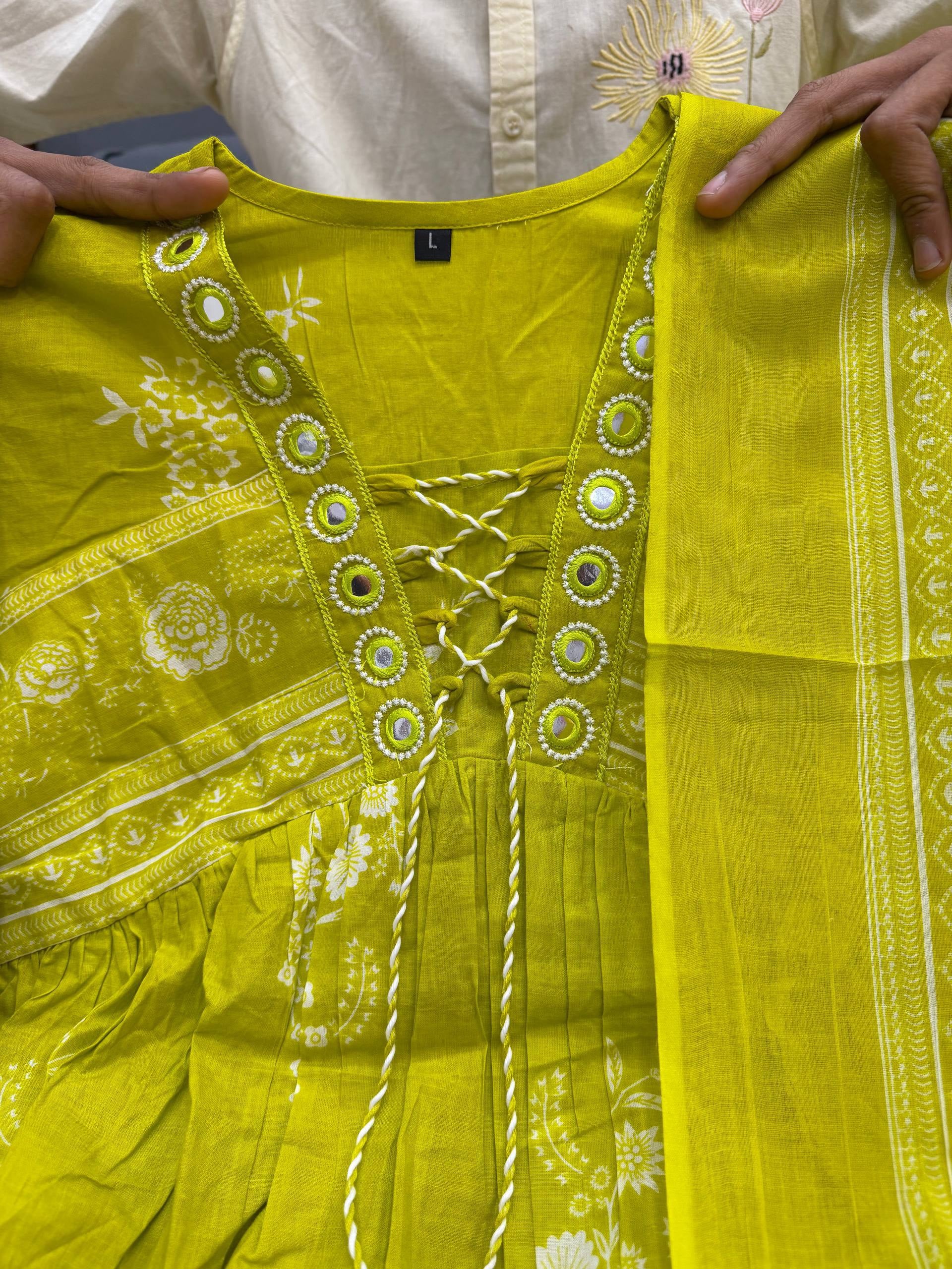 Lime Green Floral Ethnic Kurti Set for Women | Designer Traditional Wear Unity Designer