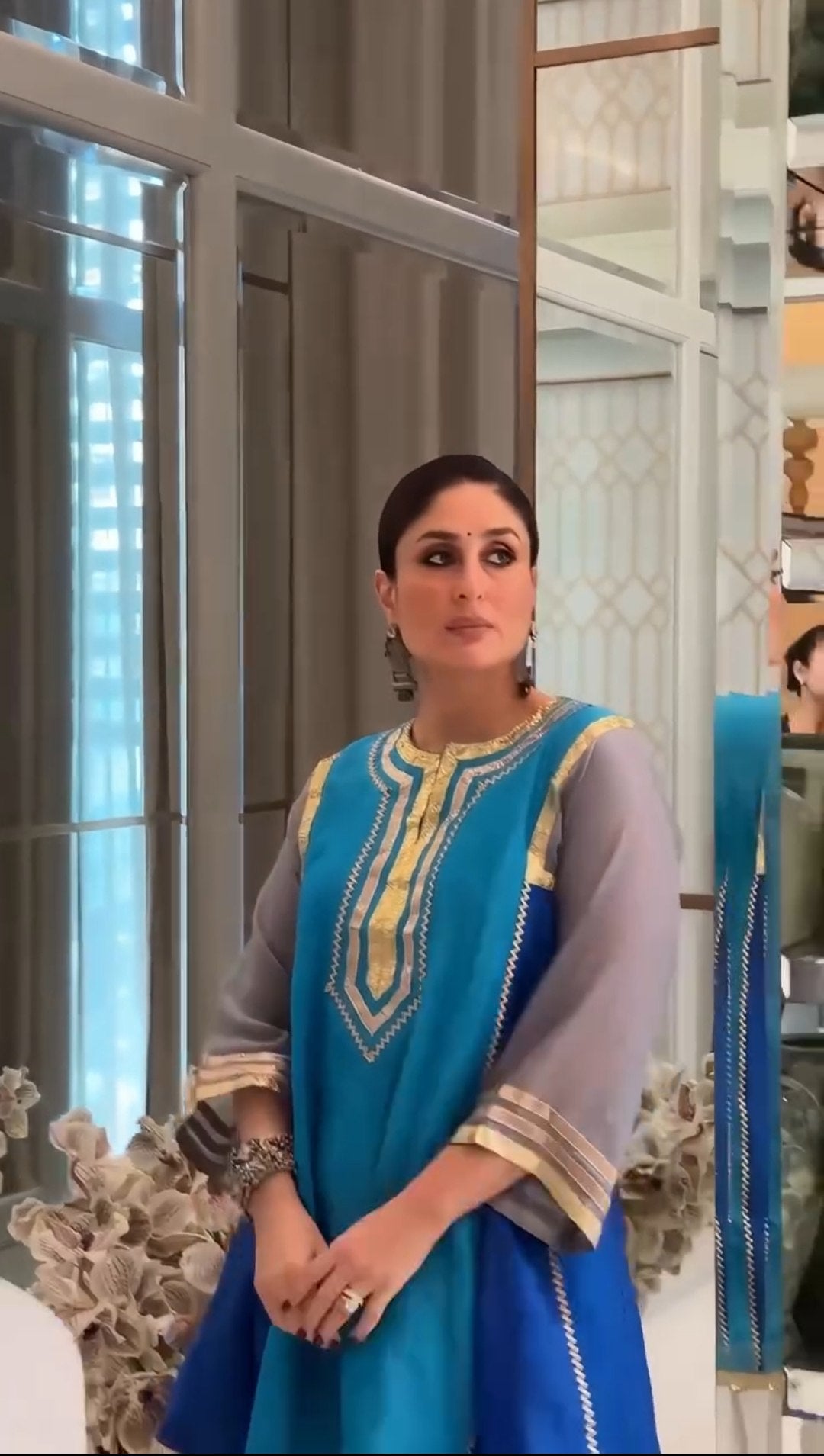 Blue Festive Kurti Set for Women with Gold Detailing | Unity Designer