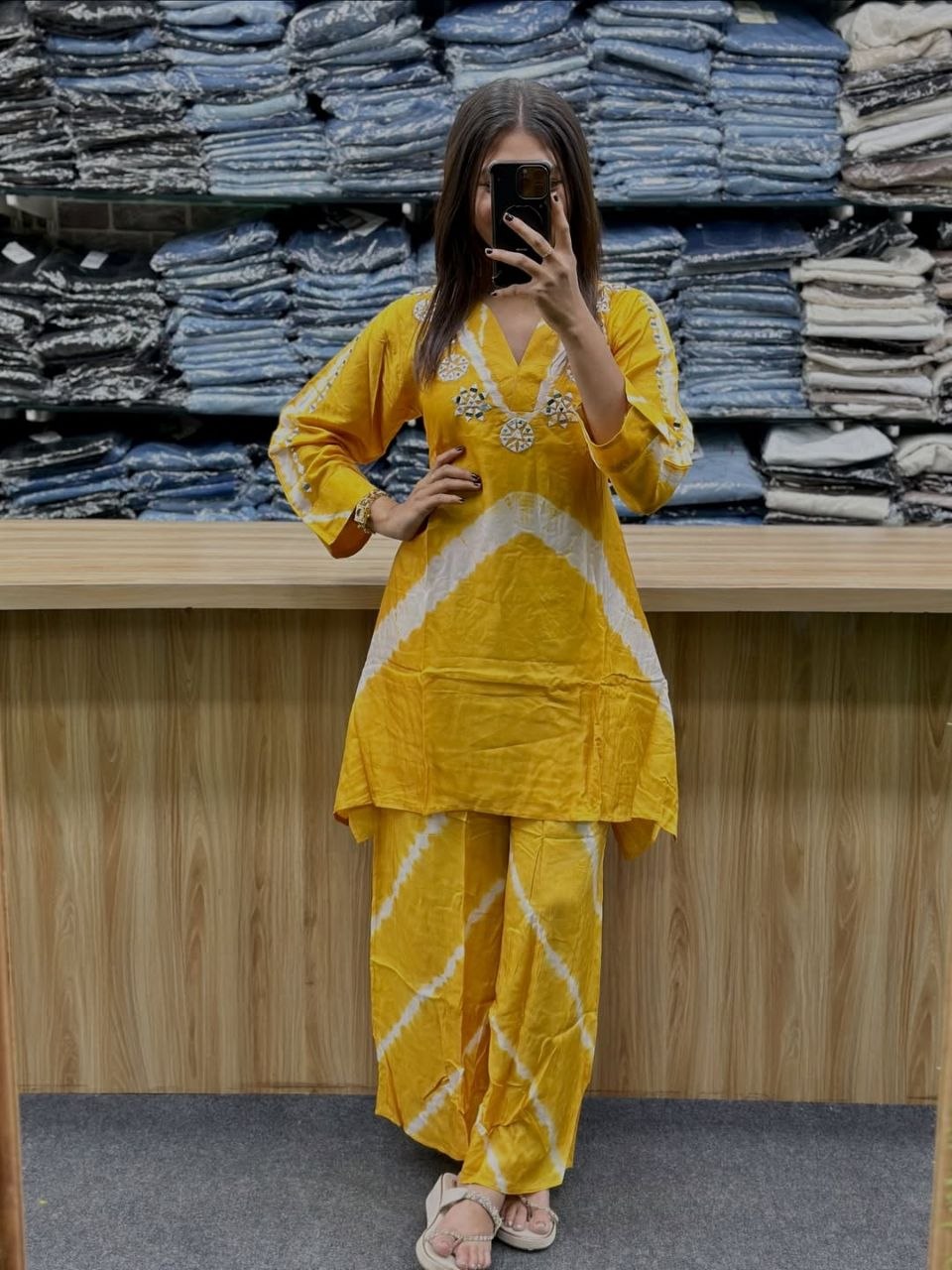 Premium Burbary Silk Co-Ord Set for Women | Handwork Neck Party Wear Kurti Pant Set