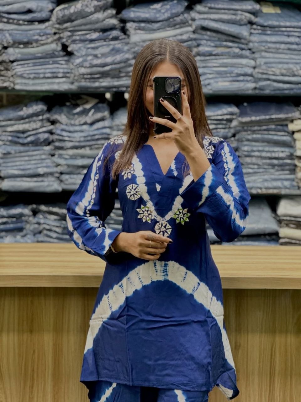 Premium Burbary Silk Co-Ord Set for Women | Handwork Neck Party Wear Kurti Pant Set