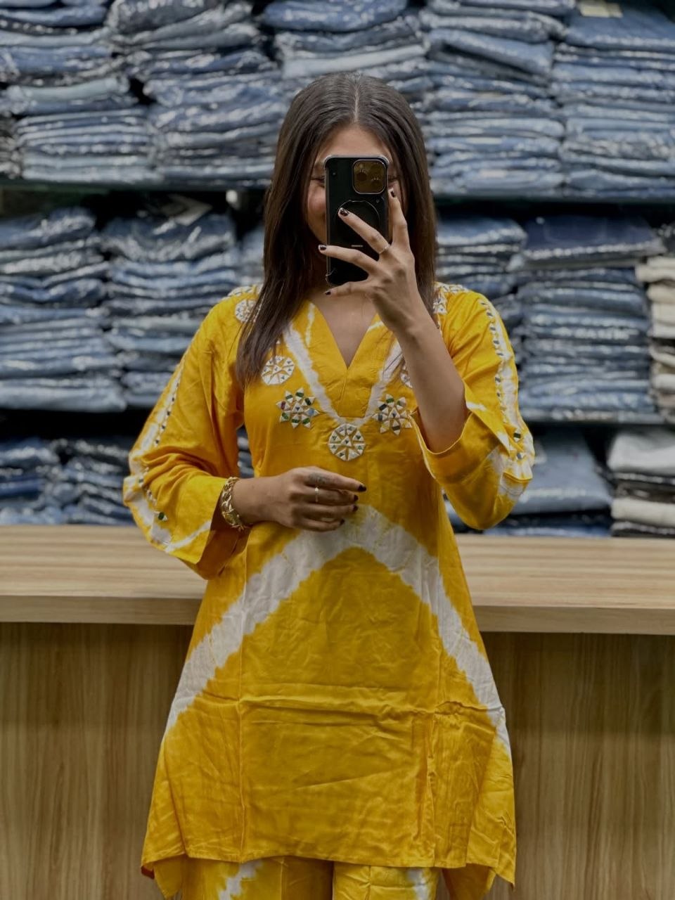 Premium Burbary Silk Co-Ord Set for Women | Handwork Neck Party Wear Kurti Pant Set
