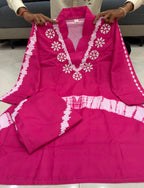 Premium Burbary Silk Co-Ord Set for Women | Handwork Neck Party Wear Kurti Pant Set