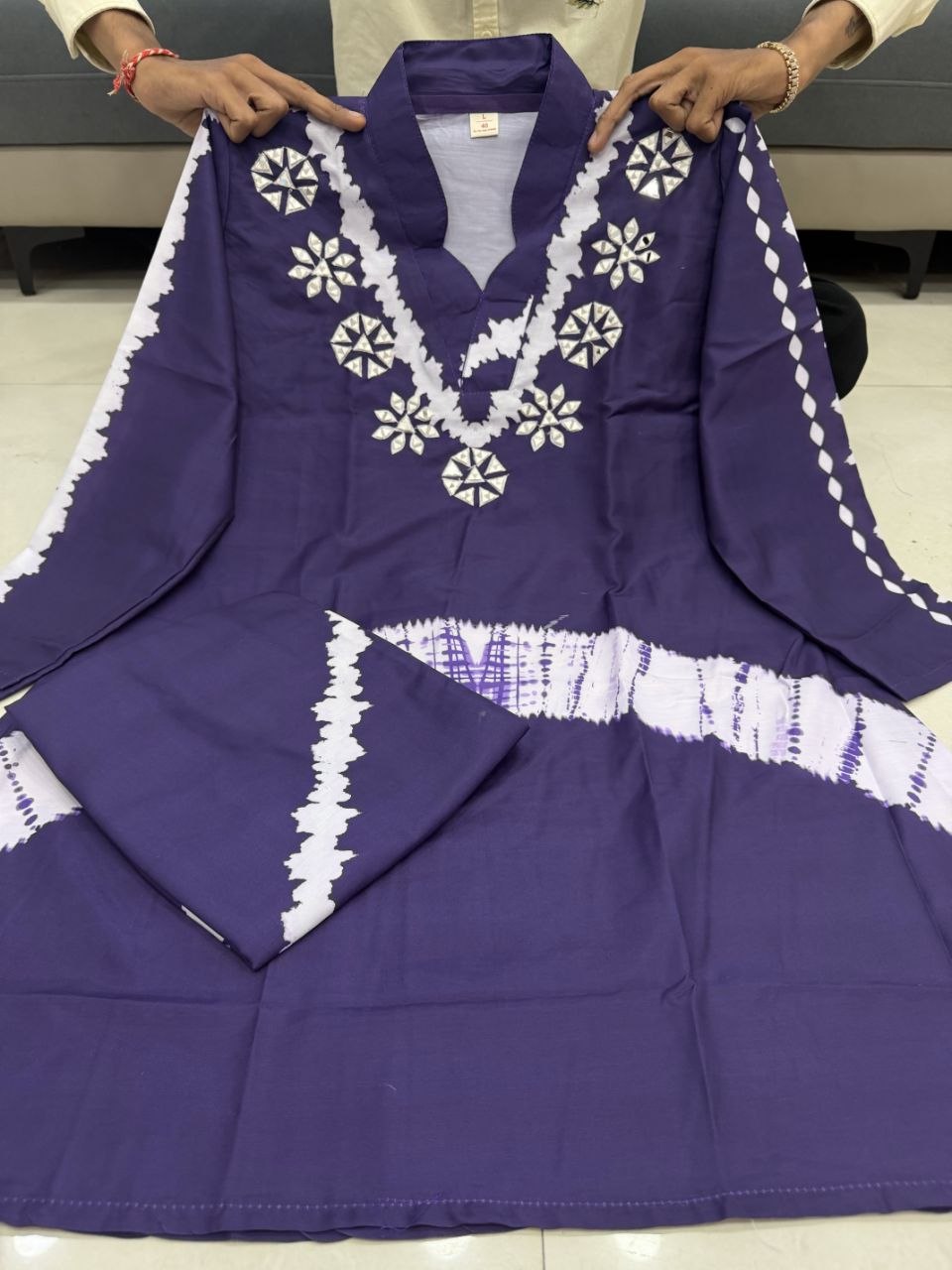 Premium Burbary Silk Co-Ord Set for Women | Handwork Neck Party Wear Kurti Pant Set