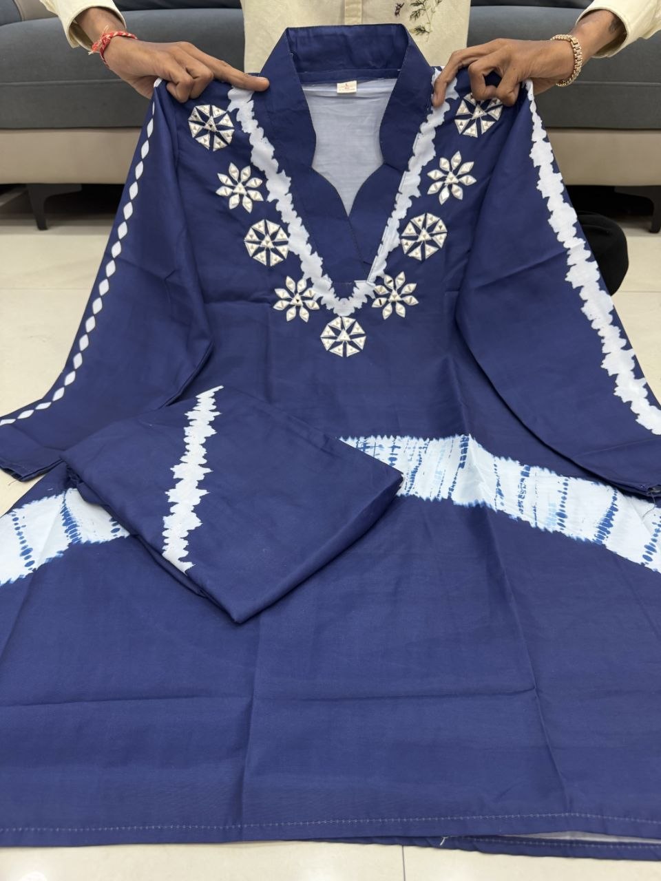 Premium Burbary Silk Co-Ord Set for Women | Handwork Neck Party Wear Kurti Pant Set