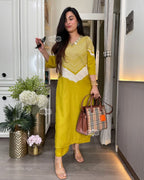 Pure Cotton Slub Kurti Pant Set for Women | Summer Daily Wear Cotton Suit Set