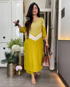 Pure Cotton Slub Kurti Pant Set for Women | Summer Daily Wear Cotton Suit Set