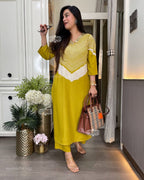 Pure Cotton Slub Kurti Pant Set for Women | Summer Daily Wear Cotton Suit Set