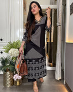 Pure Cotton Slub Kurti Pant Set for Women | Summer Daily Wear Cotton Suit Set