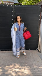 Printed Lilan Kurti Pant Dupatta Set for Women | Soft Daily Wear Ethnic Set
