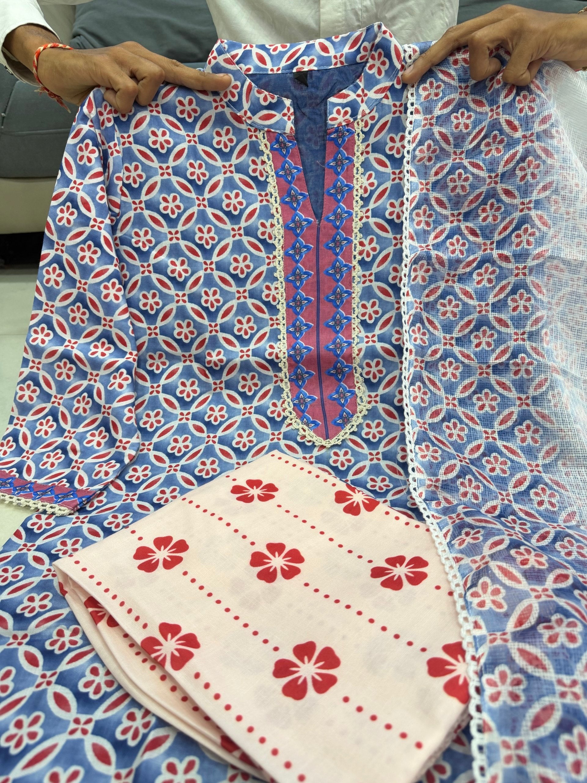 Printed Lilan Kurti Pant Dupatta Set for Women | Soft Daily Wear Ethnic Set