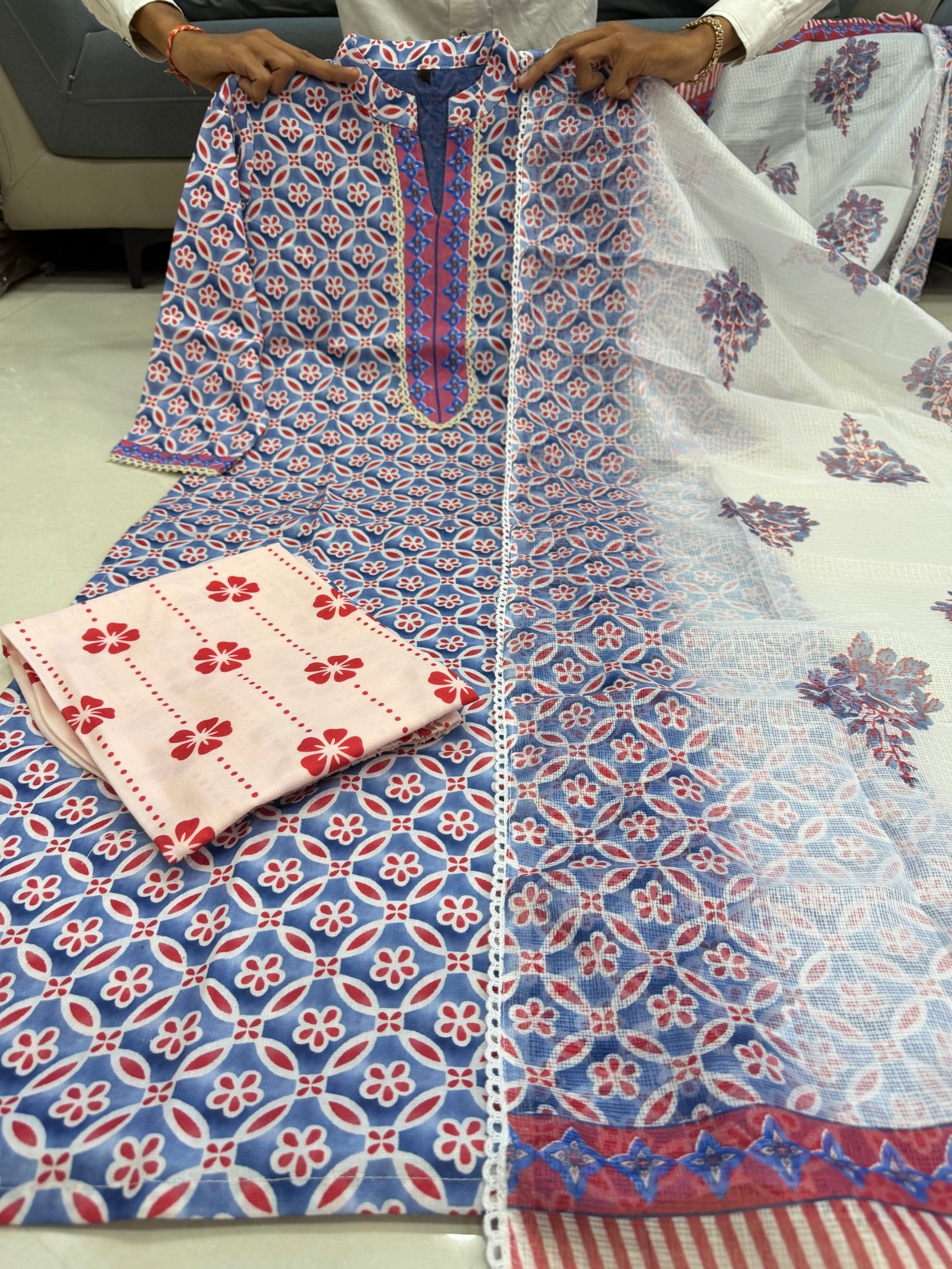 Printed Lilan Kurti Pant Dupatta Set for Women | Soft Daily Wear Ethnic Set