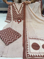 Cotton Zik Zak Kurti Set Women Daily Wear Ethnic Suit