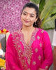 Rashmika Inspired Pink Embroidered Kurti Set for Women | Festive Wear Suit Set