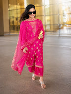 Rashmika Inspired Pink Embroidered Kurti Set for Women | Festive Wear Suit Set