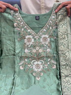 Malay Glass Tissue Suit Set Women | Kanjivaram Handwork Kurti Set