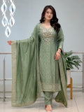 green malay glass tissue suit set
