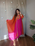 Mal Chanderi Handwork Anarkali Suit Set