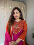Mal Chanderi Handwork Anarkali Suit Set