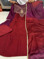 Mal Chanderi Handwork Anarkali Suit Set