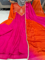 Mal Chanderi Handwork Anarkali Suit Set