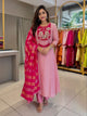 Designer Mul Chanderi Handwork Kurta Pant Dupatta Set for Women