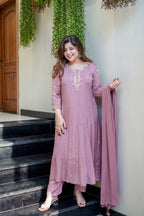 Pure Glass Tissue Handwork Anarkali Gown Set for Women