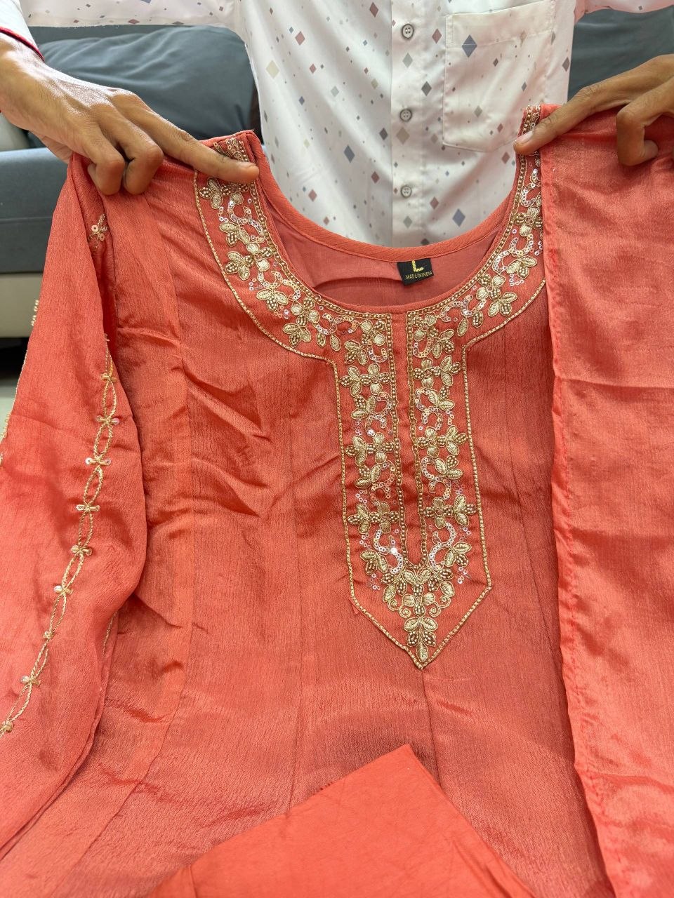 Pure Glass Tissue Handwork Anarkali Gown Set for Women