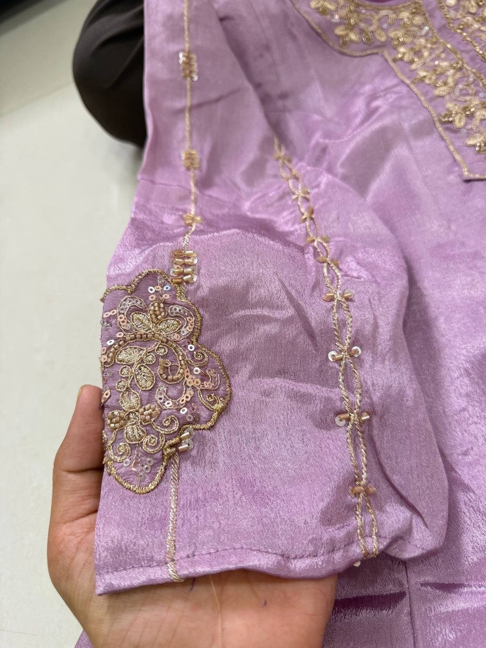Pure Glass Tissue Handwork Anarkali Gown Set for Women
