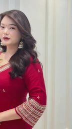 Berry Silk Kurti Pant Kanjivaram Dupatta Set